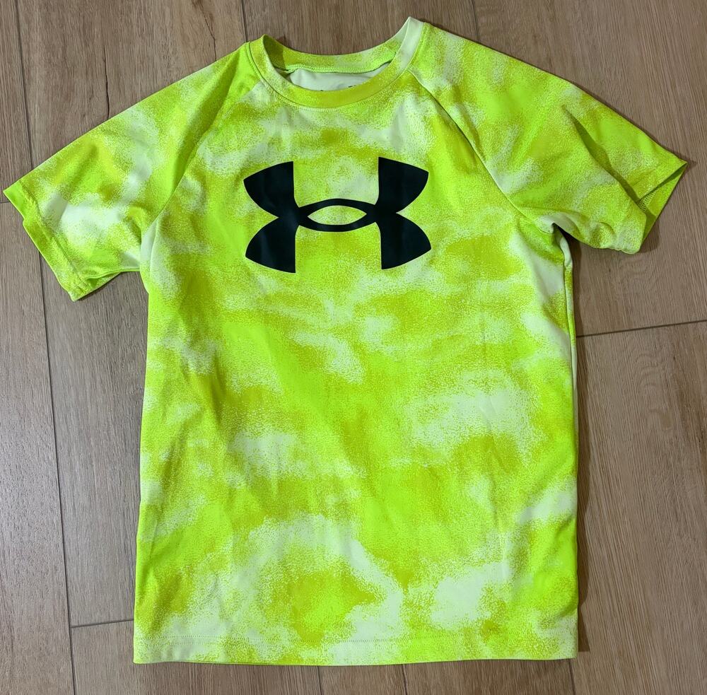 Under Armour Boys’ Neon Yellow Cloud Wash Tee Sz YLG